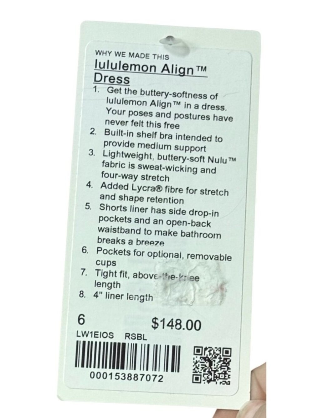 Lululemon Align Dress Rose Blush Size 6 Built-In Bra & Shorts W1EIOS RSBL NWT - Picture 4 of 16